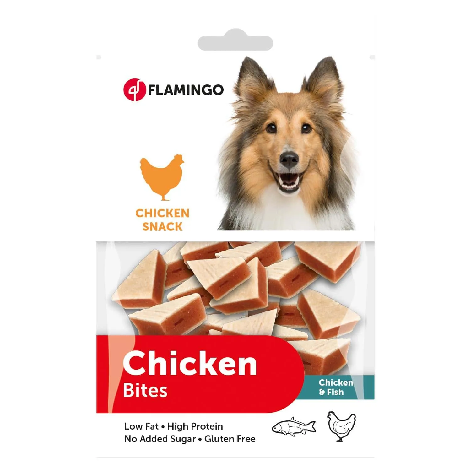 Flamingo Chicken snack - Лакомство за кучета , снакс, вкусни хапки с пилешко месо и риба, 90 гр. х 2 пакета