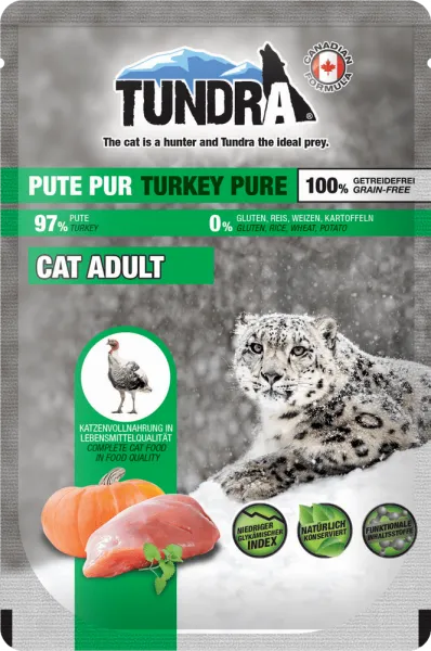 Tundra turkey pure - Премиум пауч за котки, без зърно, с чисто пуешко месо, 85 гр./ 3 пакета