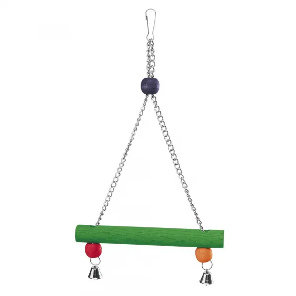 Ferplast Parrot toy- Дървена люлка за папагали със звънчета, 20 / 37 cм - ø 2,3 cм.
