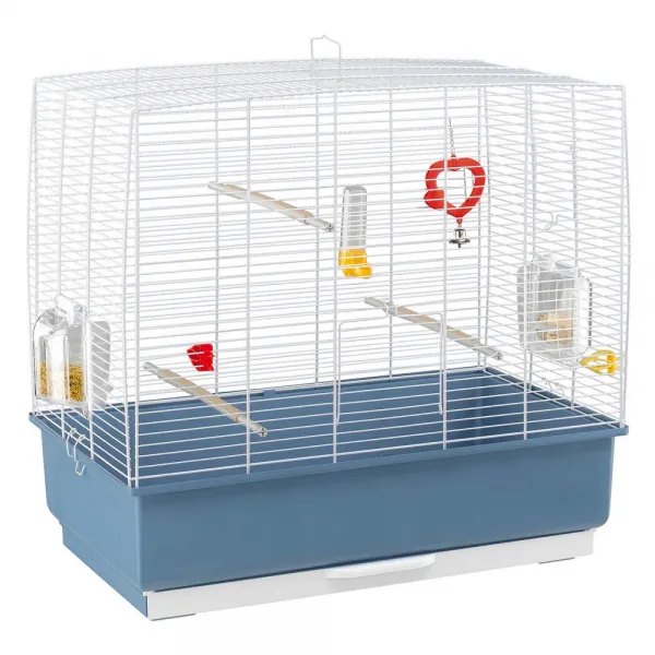 Ferplast - Cage Rekord 4 White - Оборудвана клетка за канарчета, екзотични и други малки птици - размер,  60 x 32,5 x h 57,5 см.