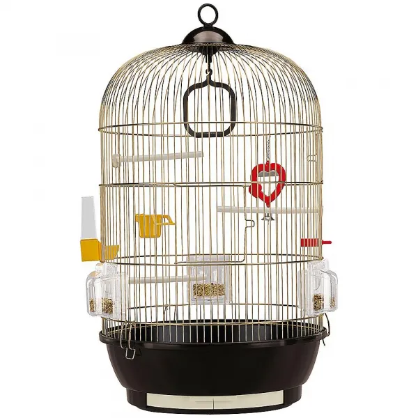 Ferplast - Cage Diva Brass - Оборудвана клетка за канарчета, екзотични и други малки птици - размер Ø 40 x H 65 см. 1