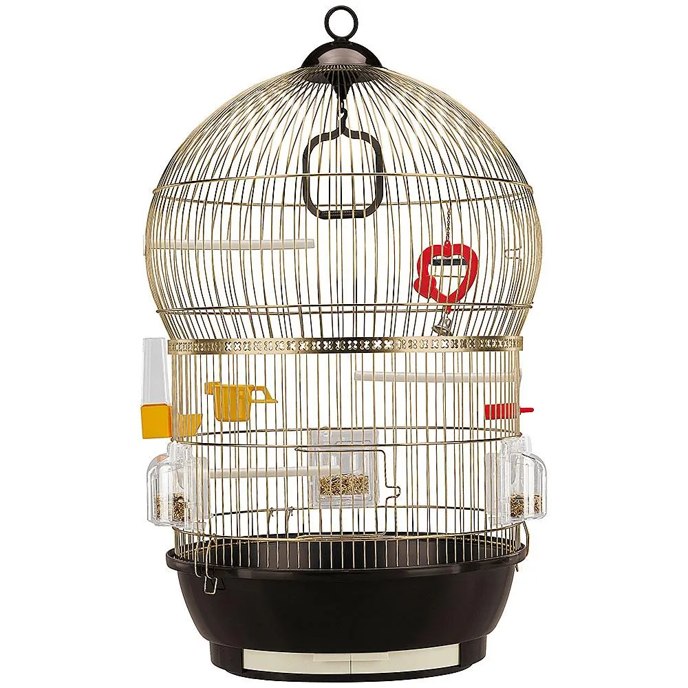 Ferplast - Cage Bali Brass Antique - Оборудвана клетка за канарчета, екзотични и други малки птици - размер Ø43,5 x H 68,5 см. 3