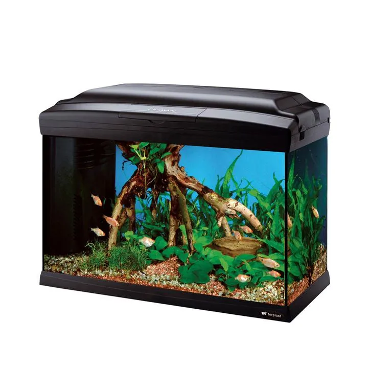 Ferplast - Cayman 50 Professional Black - Стъклен аквариум в комплект с лампа, вътрешен филтър и таймер,52 x 27 x h 38 см. - 40 литра 1