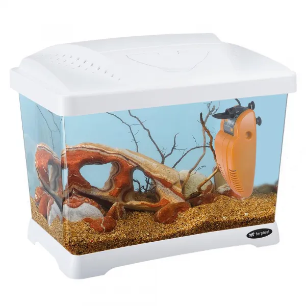 Ferplast CapriI Junior - Пластмасов аквариум в комплект с филтър и лампа, 41 x 26,5 x 34 см - 21 литра - бял 1