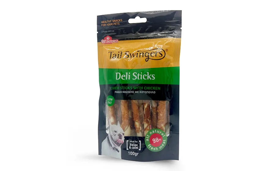 Pet Interest Chewsticks with chicken - Лакомство за кучета, вкусни пръчици волска кожа увити с пилешко месо, 100 гр./ 2 пакета
