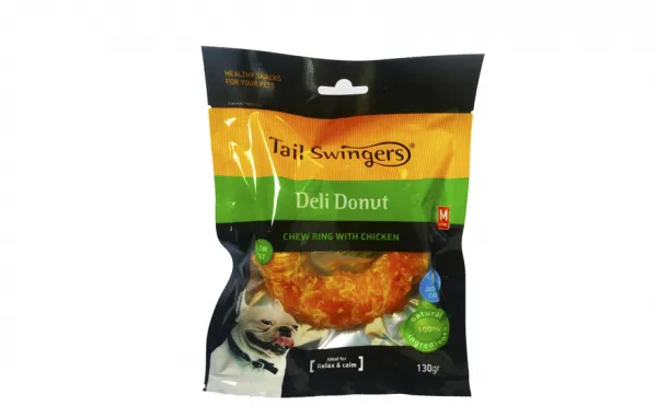 Pet Interest Deli Chew Donut - Лакомство за кучета от телешка кожа увита с пилешко филе, 130 гр.