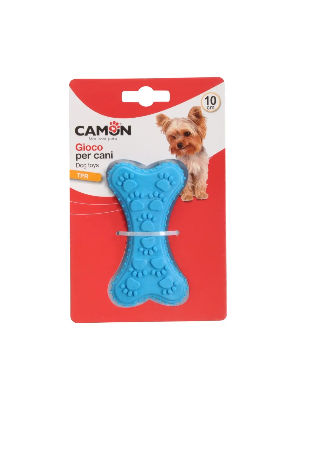 Camon Tpr bone - Забавна кучешка играчка - гумен кокал с малки шипове масажиращи венците, 10 см.