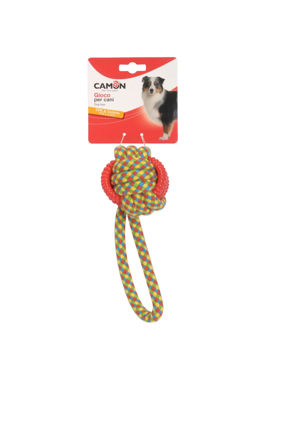 Camon dog toy - Забавна кучешка играчка - гумена топка 8 см. с дръжка 22 см. 2