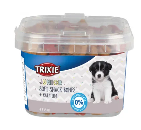 Trixie Junior Soft Snack Bones - Вкусно лакомство/наградки за подрастващи кучета ,вкусни хапки с пилешко,агнешко, сьомга и калциций,140 гр./2 пакета 1