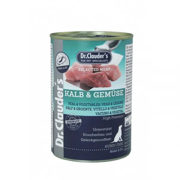 Dr. Clauder's Selected Meat Pro Joint Active Kalb Gemuse - Премиум консервирана храна с телешко и зеленчуци за кучета със ставни проблеми, 3 броя х 400 гр.