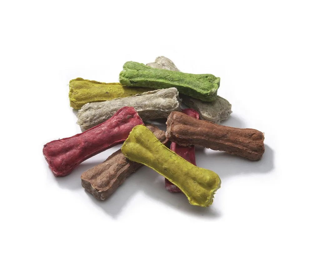 Camon Colorful bone - Лакомство за кучета , цветни кокалчета от телешка кожа, 8 см./ 10 броя 2