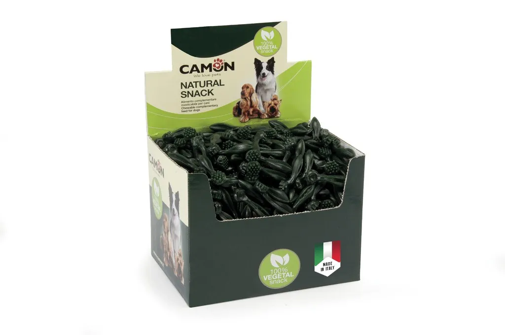 Camon Vegetal brush - Лакомство за кучета , вегетарианска четка, поддържа чисти и здрави зъбите, 14 см./4 броя - натурална