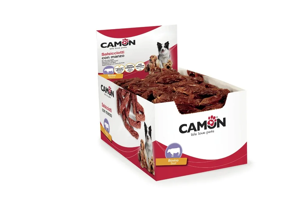 Camon Flavoured sausages - Лакомство за кучета, вкусни парчета салам с шкембе, 12 броя