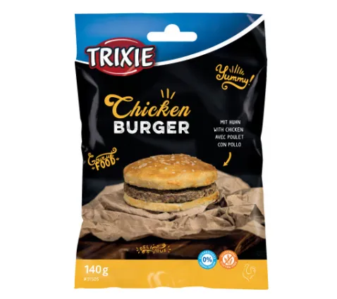 Trixie Chicken Burger - Лакомство за кучета бургер с пилешко месо и сурова кожа, 140 гр.