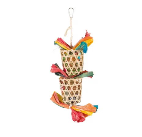 Trixie Natural Toy on a Sisal Rope - Играчка за папагали, натурално палмови листа и сизалово въже,35 см.