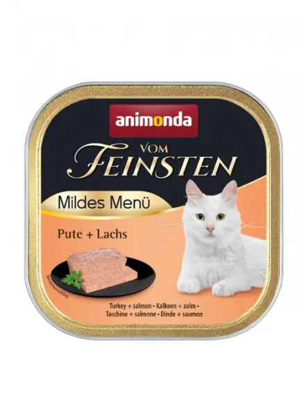 Animonda Vom Feinsten Mild Menu - Премиум пастет за кастрирани котки с чисто пуешко месо и сьомга, 100 гр./4 броя
