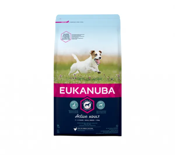 Eukanuba Dog Adult Small breed - Премиум суха храна за израснали кучета от дребни породи с пилешко и пуешко месо, 18 кг.