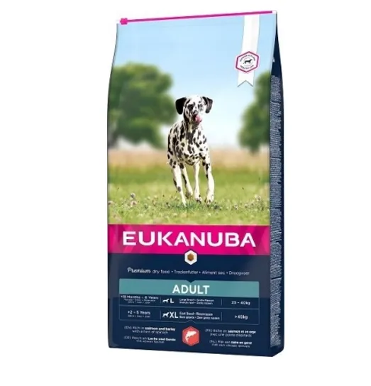 Eukanuba Dog Ad Large Salmon - Балансирана суха храна за израснали кучета от едри породи със сьомга, 12 кг.