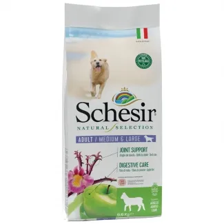 Schesir Natural Selection Medium - Балансирана суха храна за израснали кучета от средни породи с агнешко месо, 9,6 кг.