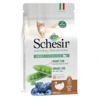Schesir Natural Selection Sterilised Adult - Балансирана суха храна за израснали кастрирани котки с пуешко месо, 4,5 кг.