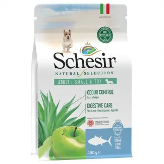Schesir Natural Selection Adult Small - Балансирана храна за израснали кучета от малки породи с риба тон, 4,5 кг.