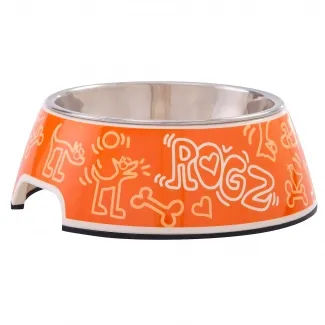 Rogz Orange Doodle Medium/ Large - Метална купа за храна и вода за кучета, 700 мл.