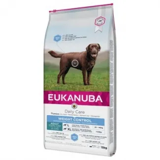 Eukanuba Daily Care Large Weight Control - Балансирана суха храна за израснали кучета от едри породи склонни към напълняване с пилешко и пуешко месо, 15 кг.