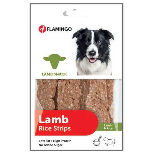Flamingo Lamb Rice Strips - Лакомство за кучета, вкусни ленти с агнешко и ориз, без захар, 85 гр.х 2 пакета