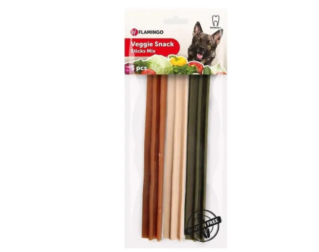Flamingo Veggie Rod Mix  - Лакомство за кучета, вегетариански пръчици с витамини, 3 броя в пакет/2 пакета