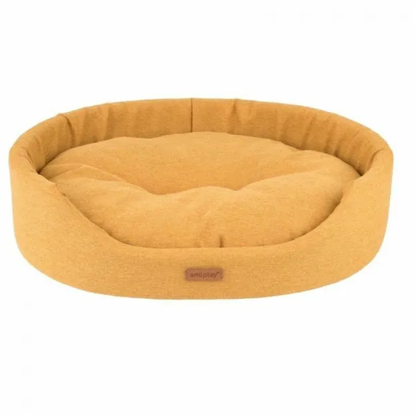 Amiplay Montana S - Елегантно легло за кучета и котки с възглавница, 46/38/13 см. - жълто