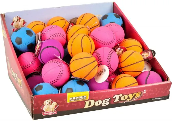 Flamingo Neon Ball - Кучешка играчка, подскачаща неонова топка, 6 см.