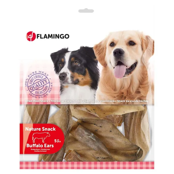 Flamingo - Лакомство за кучета, телешки уши, 5 броя в пакет/ 2 пакета