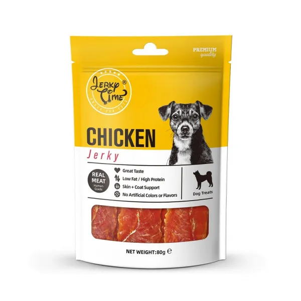 Jerky Time - Премиум лакомство за кучета с истинско пилешко месо годно за човешка консумация, 80 гр./ 2 броя