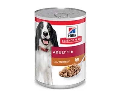 Hill’s - Science Plan Canine Adult Turkey - Премиум консервирана храна за кучета от всички породи над 1 година с пуешко месо, 370 гр./2 броя