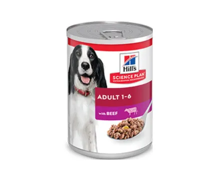 Hill's Science Plan CAN Dog Adult Beef - Премиум консервирана храна за кучета от 1 до 6 години, с телешко месо, 370 гр./2 броя