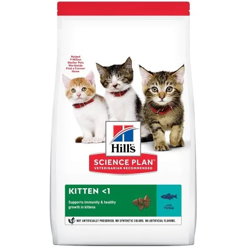 Hill’s Science Plan FELINE KITTEN TUNA -  Пълноценна храна за котенца от 3 седмици до 12 месеца, както и за бременни/кърмещи котки, с риба тон, 1.5 кг.