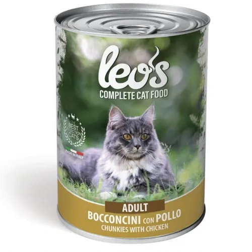 Leo’s Chunkies with Chicken– Adult - Пълноценна мокра храна за котки в зряла възраст, вкусни хапки пилешко месо, 415 гр./ 5 броя