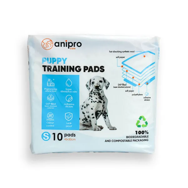 Anipro Puppy Pads Small - Хигиенни памперси/ подложки с пет слоя за бързо попиване, 45/ 30 см. - 10 броя 1