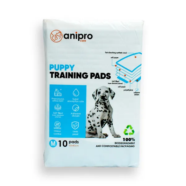 Anipro Puppy Pads Medium - Хигиенни памперси/ подложки с пет слоя за бързо попиване, 60/ 40 см. - 10 броя 1