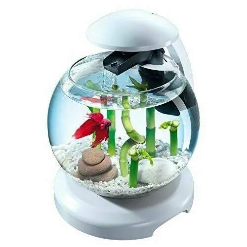 Tetra Cascade Globe- Модерен аквариум за риби с уникален ефект на водопад, 6.8 литра/бял/