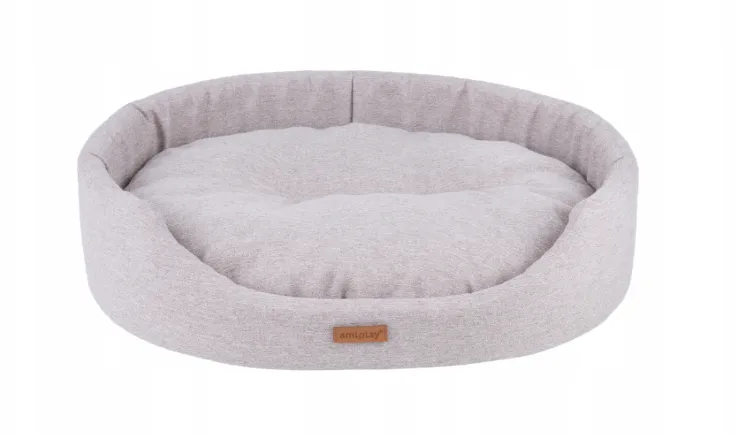 Amiplay Bedding Oval Montana Large - Модерно меко легло за кучета и котки, 58/50/15 см. - бежово