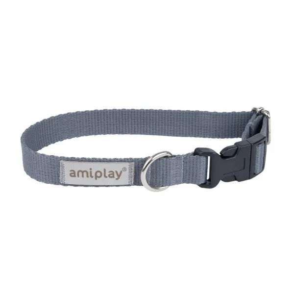 Amiplay Samba Collar Small - Модерен, регулируем нашийник за кучета, 20-35 см./1.5 см. - сив