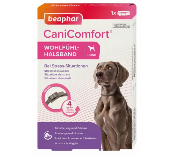 Beaphar CaniComfort Calming Collar - Успокояващ регулируем нашийник с феромони за кучета, до 65 см