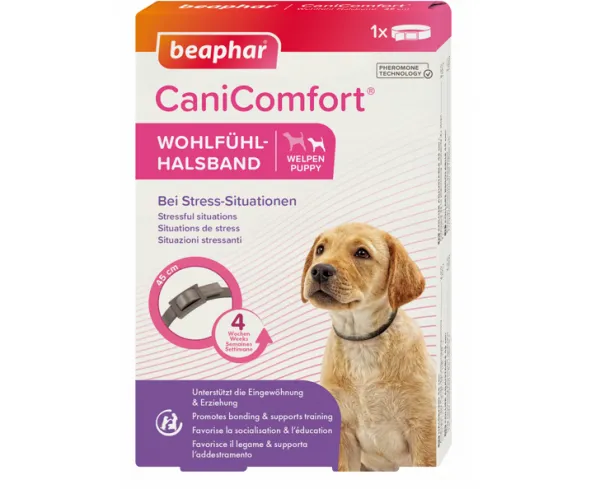 Beaphar CaniComfort Calming Collar Puppy - Успокояващ регулируем нашийник с феромони, за малки кученца, до 45 см.