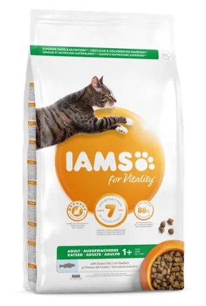 IAMS for Vitality Cat Adult - Пълноценна суха храна за израснали котки с океанска риба, 10 кг.