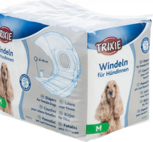 Trixie Diapers for Female Dogs L - Памперси / пелени за женски кучета, регулируеми, 38-56 см - 12 броя 2