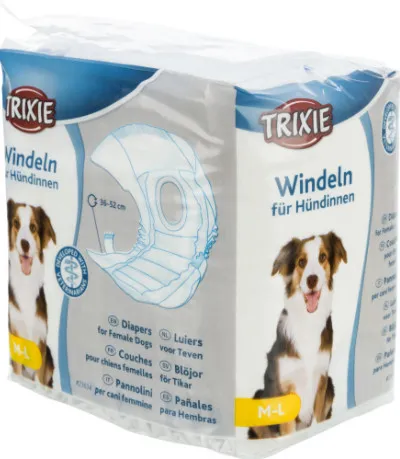 Trixie Diapers for Female Dogs L - Памперси / пелени за женски кучета, регулируеми, 38-56 см - 12 броя 4