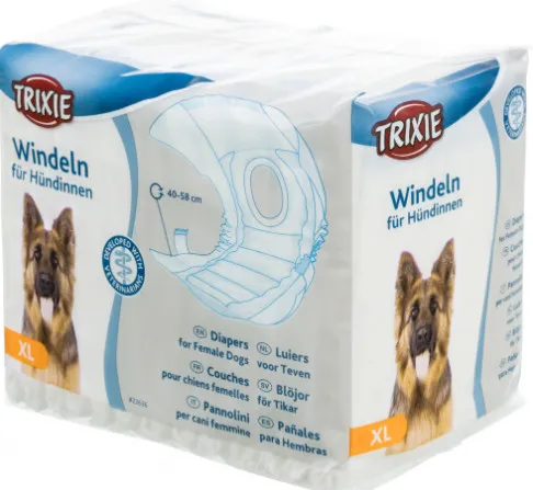 Trixie Diapers for Female Dogs XL - Памперси / пелени за женски кучета, регулируеми, 40-58 см - 12 броя 1