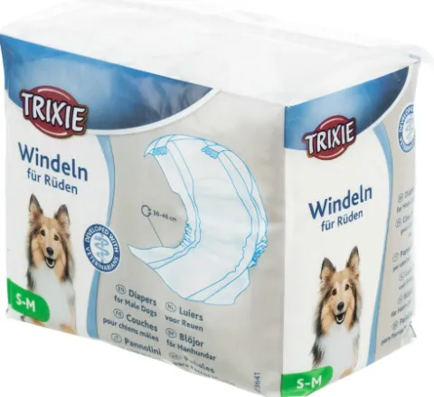 Trixie Diapers for Male Dogs S-M - Памперс / пелена за мъжки кучета,регулируем,  30-46 см. - 12 броя 1