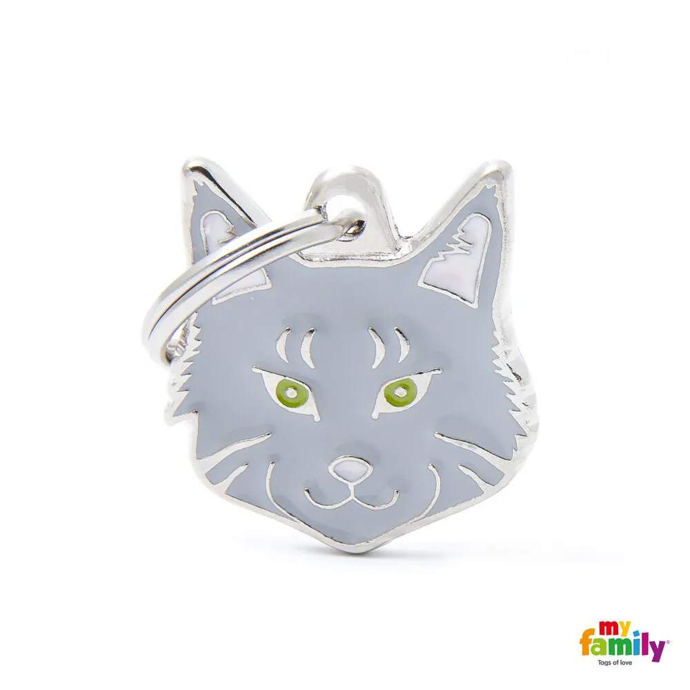 My Family Cat Grey - Модерен медальон за котки, 2.5 см./2.4 см.  - сив 1